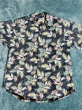 Vintage Go Barefoot USA Made Reverse Print Hawaiian Shirt M